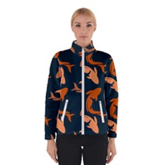 Background Pattern Texture Design Wallpaper Fish Women s Bomber Jacket