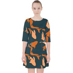 Background Pattern Texture Design Wallpaper Fish Quarter Sleeve Pocket Dress by pakminggu