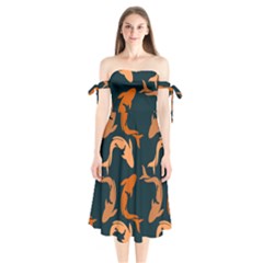 Background Pattern Texture Design Wallpaper Fish Shoulder Tie Bardot Midi Dress by pakminggu