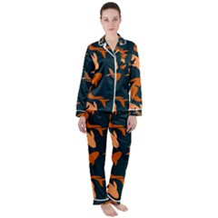 Background Pattern Texture Design Wallpaper Fish Women s Long Sleeve Satin Pajamas Set	 by pakminggu