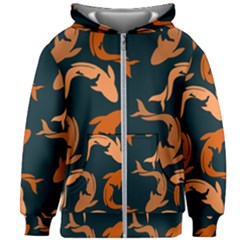 Background Pattern Texture Design Wallpaper Fish Kids  Zipper Hoodie Without Drawstring