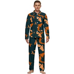 Background Pattern Texture Design Wallpaper Fish Men s Long Sleeve Velvet Pocket Pajamas Set by pakminggu