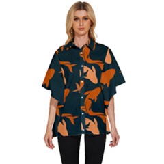 Background Pattern Texture Design Wallpaper Fish Women s Batwing Button Up Shirt