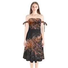 Sea Anemone Coral Underwater Ocean Sea Water Shoulder Tie Bardot Midi Dress by pakminggu