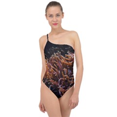 Sea Anemone Coral Underwater Ocean Sea Water Classic One Shoulder Swimsuit by pakminggu