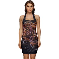 Sea Anemone Coral Underwater Ocean Sea Water Sleeveless Wide Square Neckline Ruched Bodycon Dress by pakminggu