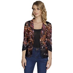 Sea Anemone Coral Underwater Ocean Sea Water Women s One-button 3/4 Sleeve Short Jacket by pakminggu