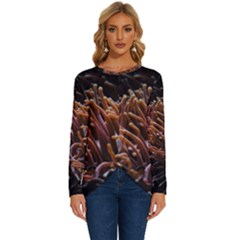 Sea Anemone Coral Underwater Ocean Sea Water Long Sleeve Crew Neck Pullover Top by pakminggu