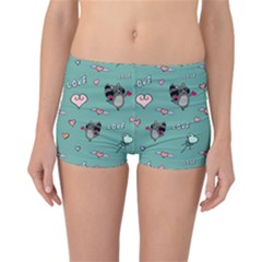 Raccoon Texture Seamless Scrapbooking Hearts Reversible Boyleg Bikini Bottoms by pakminggu