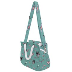 Raccoon Texture Seamless Scrapbooking Hearts Rope Handles Shoulder Strap Bag by pakminggu