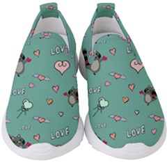 Raccoon Texture Seamless Scrapbooking Hearts Kids  Slip On Sneakers by pakminggu