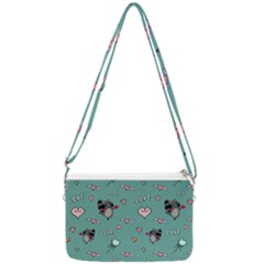 Raccoon Texture Seamless Scrapbooking Hearts Double Gusset Crossbody Bag by pakminggu