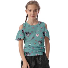 Raccoon Texture Seamless Scrapbooking Hearts Kids  Butterfly Cutout Tee by pakminggu