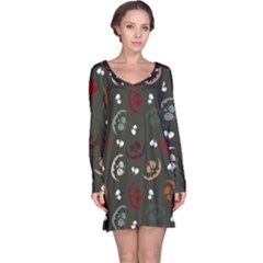 Art Halloween Pattern Creepy Design Digital Papers Long Sleeve Nightdress by pakminggu