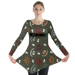 Art Halloween Pattern Creepy Design Digital Papers Long Sleeve Tunic  by pakminggu