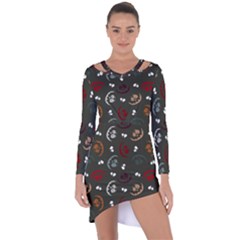 Art Halloween Pattern Creepy Design Digital Papers Asymmetric Cut-out Shift Dress by pakminggu