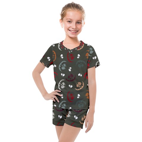 Art Halloween Pattern Creepy Design Digital Papers Kids  Mesh Tee And Shorts Set by pakminggu