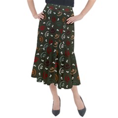 Art Halloween Pattern Creepy Design Digital Papers Midi Mermaid Skirt by pakminggu