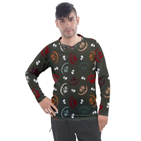 Art Halloween Pattern Creepy Design Digital Papers Men s Pique Long Sleeve Tee by pakminggu