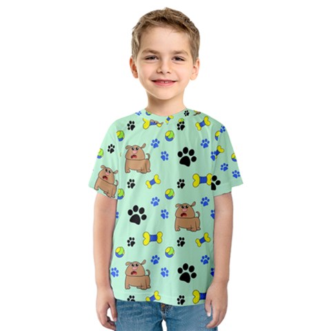 Dog Pattern Seamless Blue Background Scrapbooking Kids  Sport Mesh Tee by pakminggu