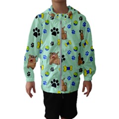 Dog Pattern Seamless Blue Background Scrapbooking Kids  Hooded Windbreaker by pakminggu