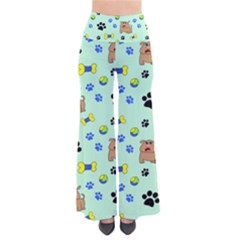 Dog Pattern Seamless Blue Background Scrapbooking So Vintage Palazzo Pants by pakminggu