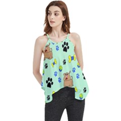 Dog Pattern Seamless Blue Background Scrapbooking Flowy Camisole Tank Top by pakminggu