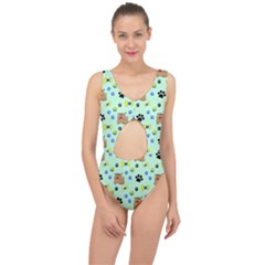 Dog Pattern Seamless Blue Background Scrapbooking Center Cut Out Swimsuit by pakminggu