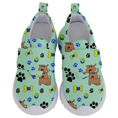 Dog Pattern Seamless Blue Background Scrapbooking Kids  Velcro No Lace Shoes by pakminggu