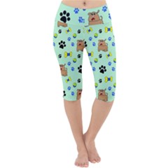 Dog Pattern Seamless Blue Background Scrapbooking Lightweight Velour Cropped Yoga Leggings