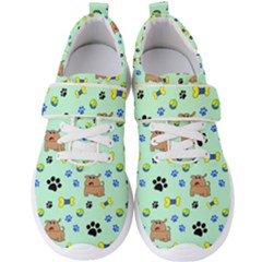 Dog Pattern Seamless Blue Background Scrapbooking Men s Velcro Strap Shoes by pakminggu