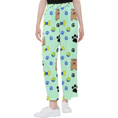 Dog Pattern Seamless Blue Background Scrapbooking Women s Pants  by pakminggu