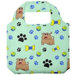 Dog Pattern Seamless Blue Background Scrapbooking Foldable Grocery Recycle Bag by pakminggu