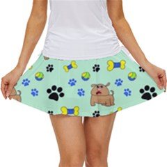 Dog Pattern Seamless Blue Background Scrapbooking Women s Skort by pakminggu