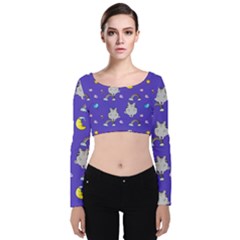 Texture Pattern Seamless Rainbow Background Dream Velvet Long Sleeve Crop Top by pakminggu