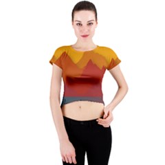 Mountain Forest Nature Scenery Art Mountains Crew Neck Crop Top by pakminggu