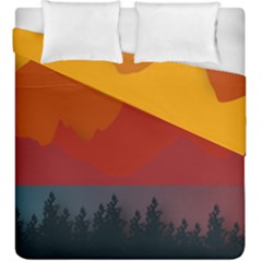 Mountain Forest Nature Scenery Art Mountains Duvet Cover Double Side (king Size) by pakminggu