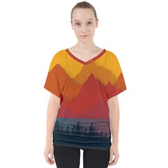 Mountain Forest Nature Scenery Art Mountains V-neck Dolman Drape Top by pakminggu