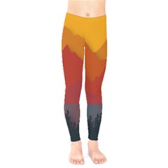 Mountain Forest Nature Scenery Art Mountains Kids  Leggings by pakminggu