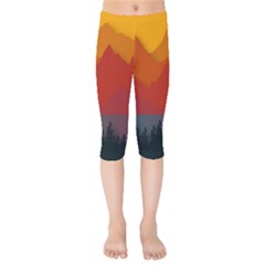 Mountain Forest Nature Scenery Art Mountains Kids  Capri Leggings  by pakminggu