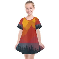 Mountain Forest Nature Scenery Art Mountains Kids  Smock Dress by pakminggu