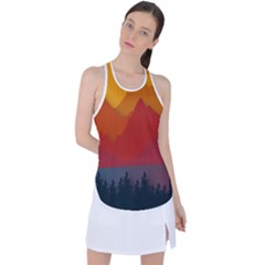 Mountain Forest Nature Scenery Art Mountains Racer Back Mesh Tank Top