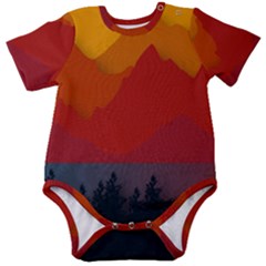 Mountain Forest Nature Scenery Art Mountains Baby Short Sleeve Bodysuit by pakminggu