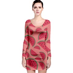 Watermelon Red Food Fruit Healthy Summer Fresh Long Sleeve Bodycon Dress by pakminggu