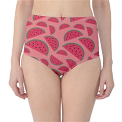 Watermelon Red Food Fruit Healthy Summer Fresh Classic High-waist Bikini Bottoms by pakminggu