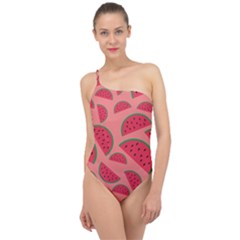 Watermelon Red Food Fruit Healthy Summer Fresh Classic One Shoulder Swimsuit by pakminggu