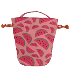 Watermelon Red Food Fruit Healthy Summer Fresh Drawstring Bucket Bag by pakminggu