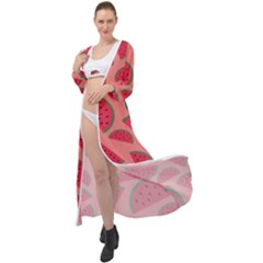 Watermelon Red Food Fruit Healthy Summer Fresh Maxi Chiffon Beach Wrap by pakminggu