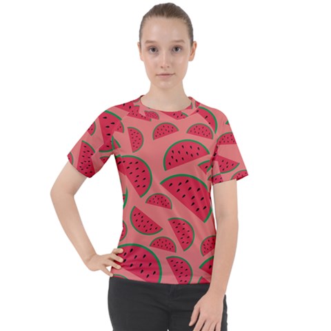 Watermelon Red Food Fruit Healthy Summer Fresh Women s Sport Raglan Tee by pakminggu