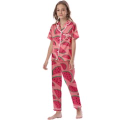 Watermelon Red Food Fruit Healthy Summer Fresh Kids  Satin Short Sleeve Pajamas Set by pakminggu